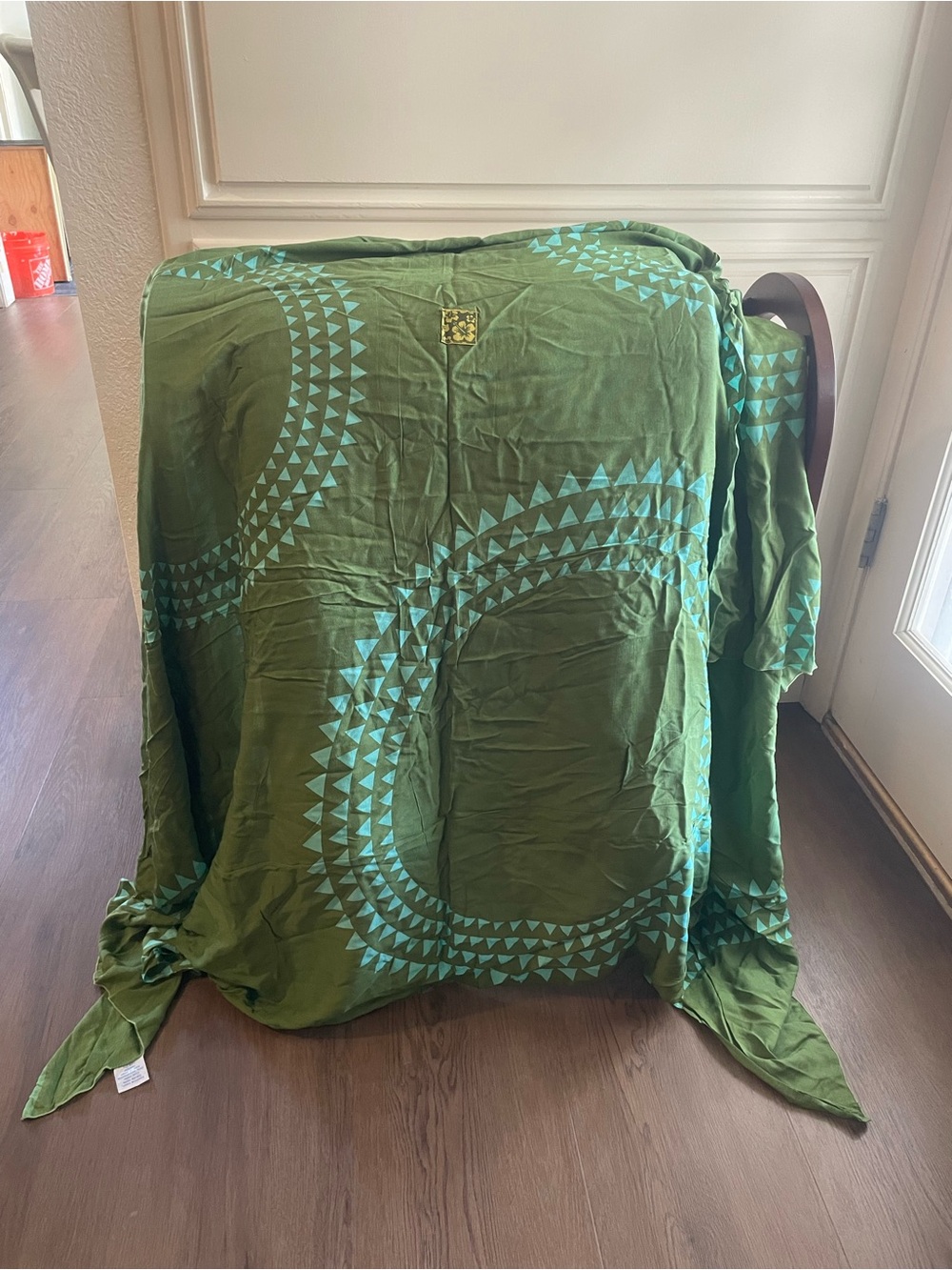 Island Movements Sarong Green with Teal Geometric Print from Maui